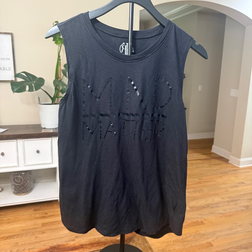 Recycled Karma Womens Mind Over Matter Muscle Tank Top Black Cotton Style 144 L